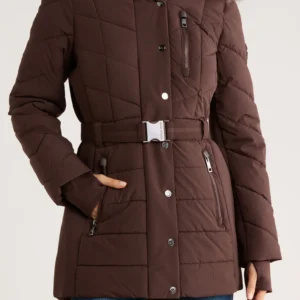 Winter Women Belt Puffer Jacket
